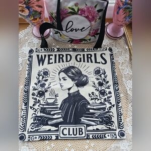 Weird Girls Club Black and White Tote Bag NWOT